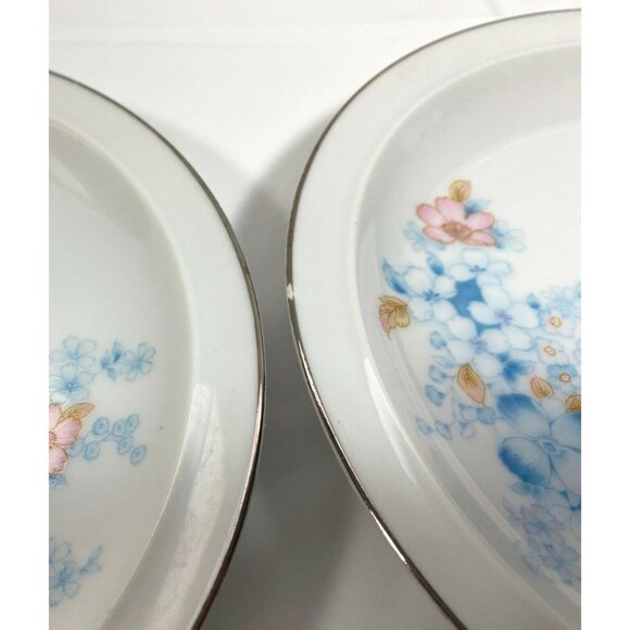 Fanci Florals Blue Morn Bread Plates Lot of 4 Dessert Salad Porcelain Japan - Picture 8 of 10